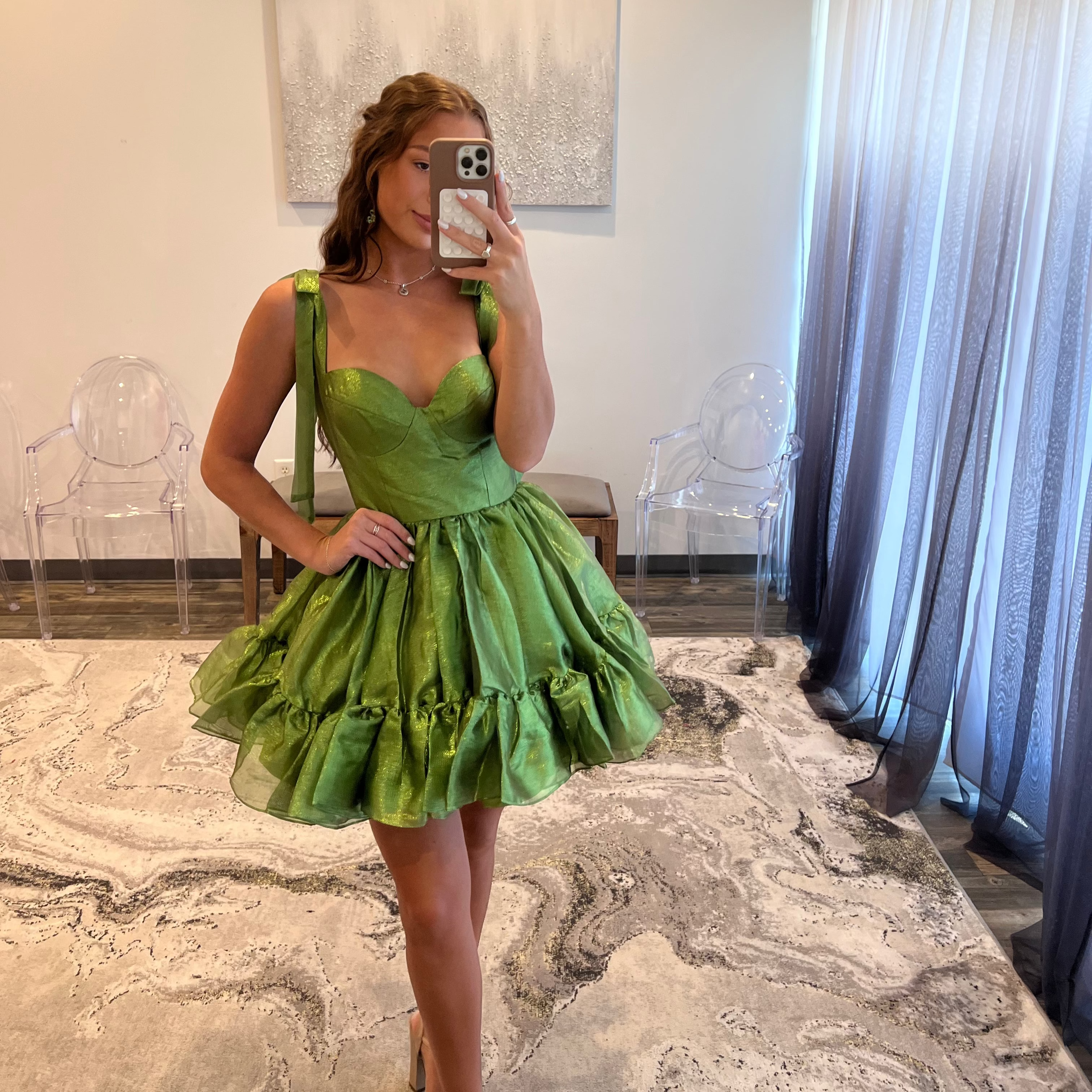 JoycesTPR Sherri Hill 56482 Short Chartreuse Dress
