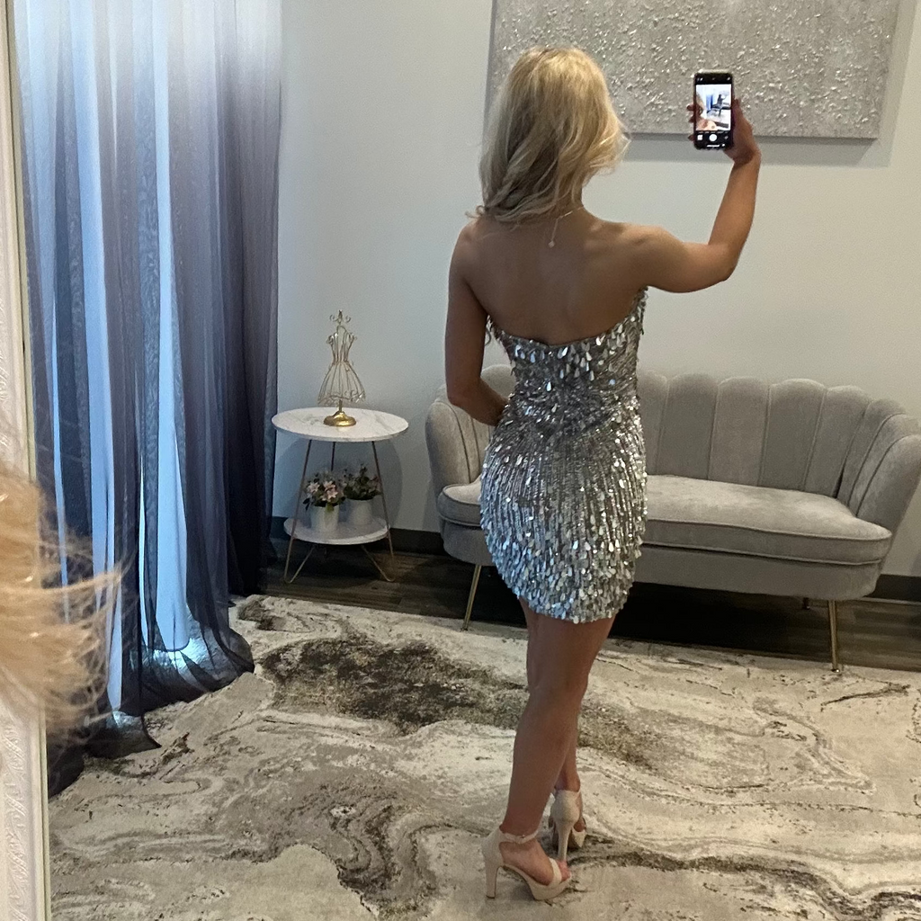JoycesTPR Sherri Hill 56548 Silver Short Dress Back 