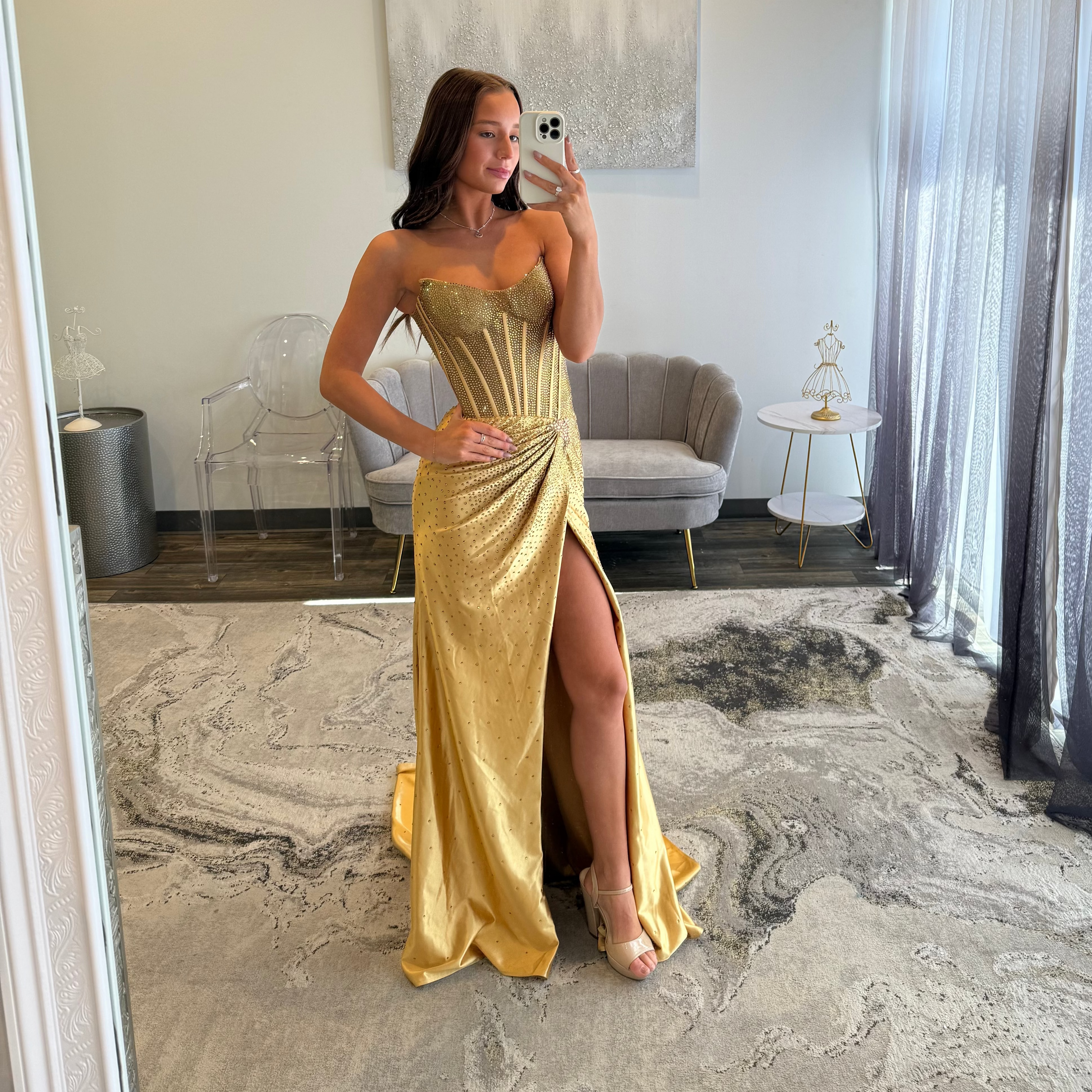 Sherri Hill 56620 Gold Prom Dress 