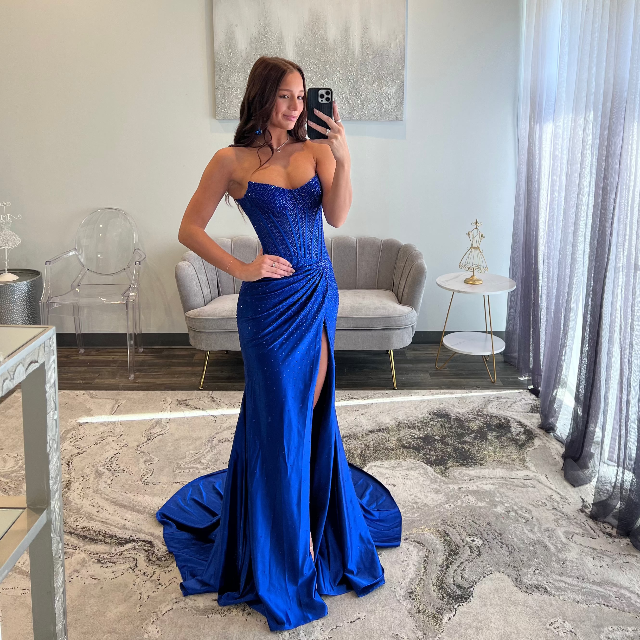Sherri Hill 56620 Royal Fitted Prom Dress with Slit 