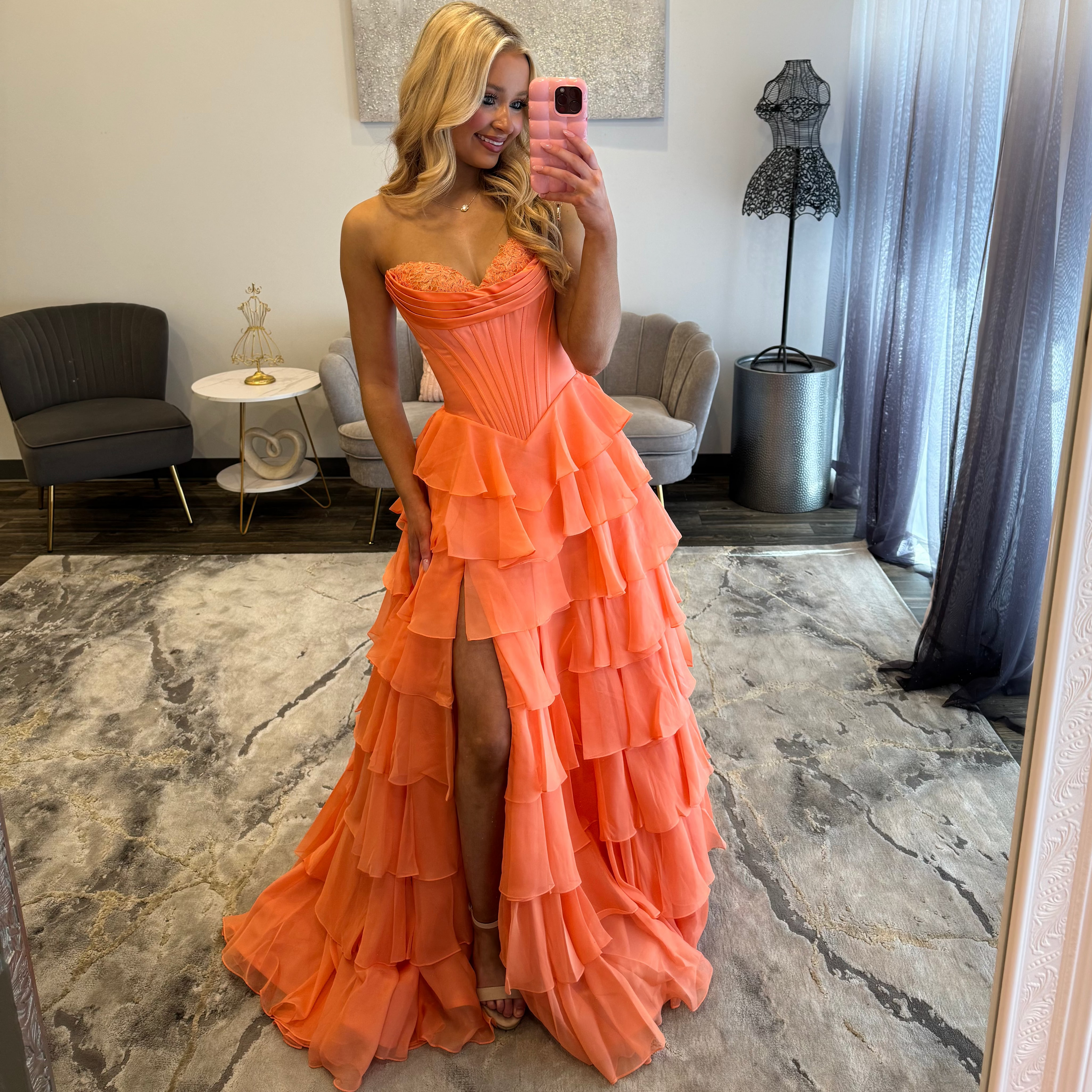 JoycesTPR Sherri Hill 56911 Orange Prom 