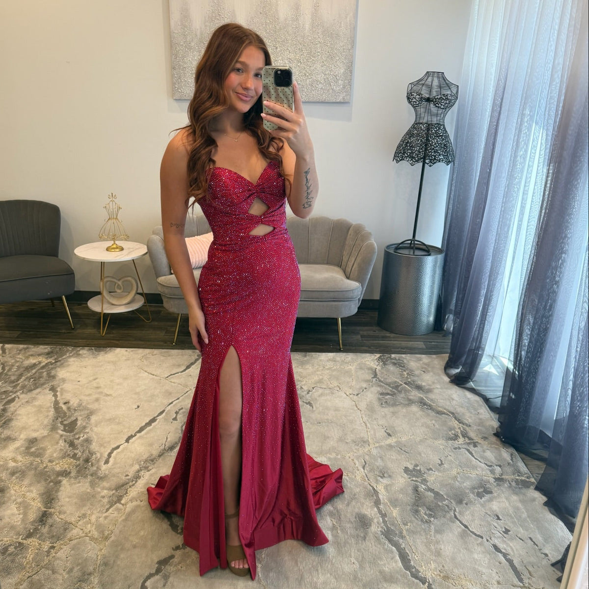JoycesTPR Sherri Hill 56932 Wine Prom Dress 