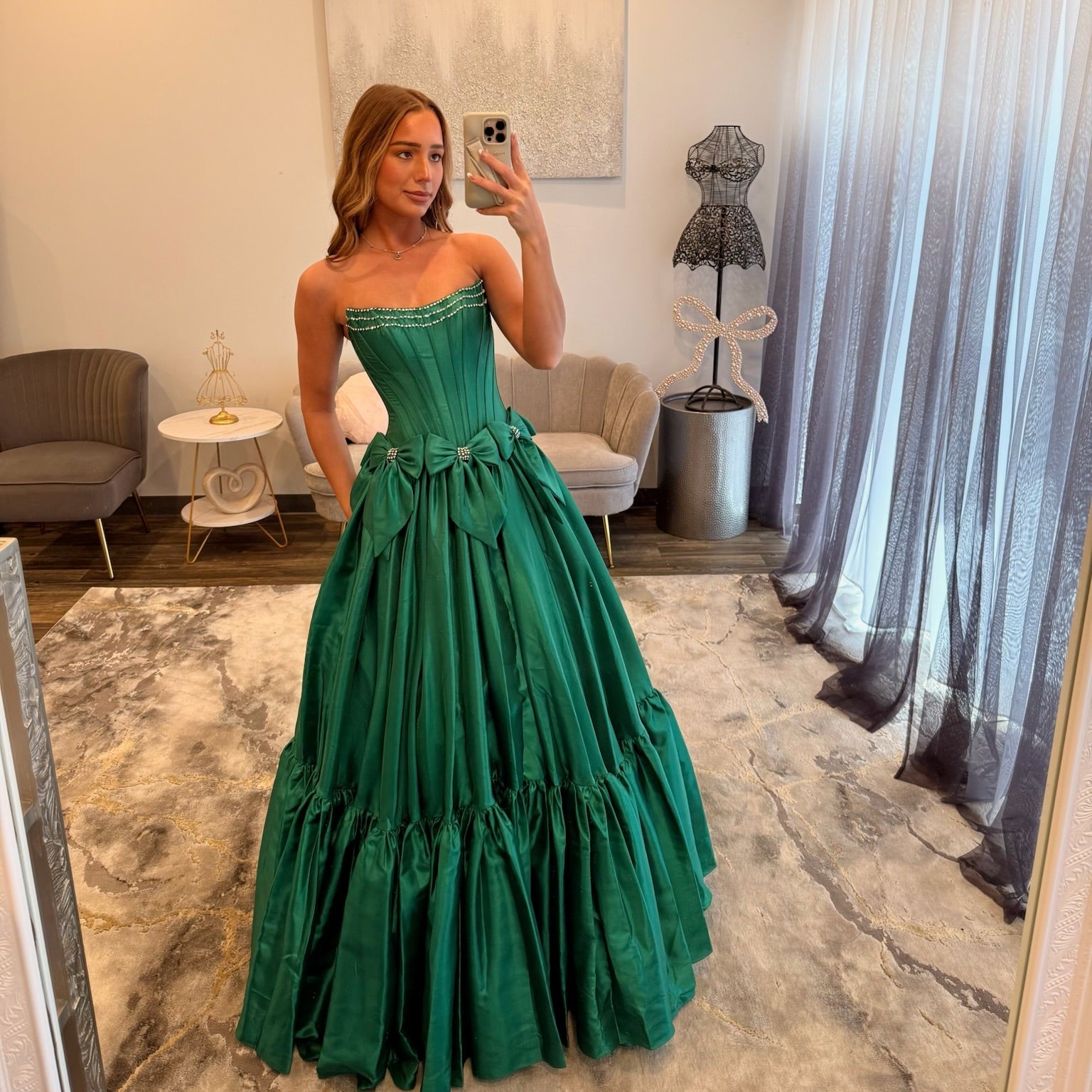JoycesTPR Sherri Hill 56958 Emerald Bow Prom Dress Back 