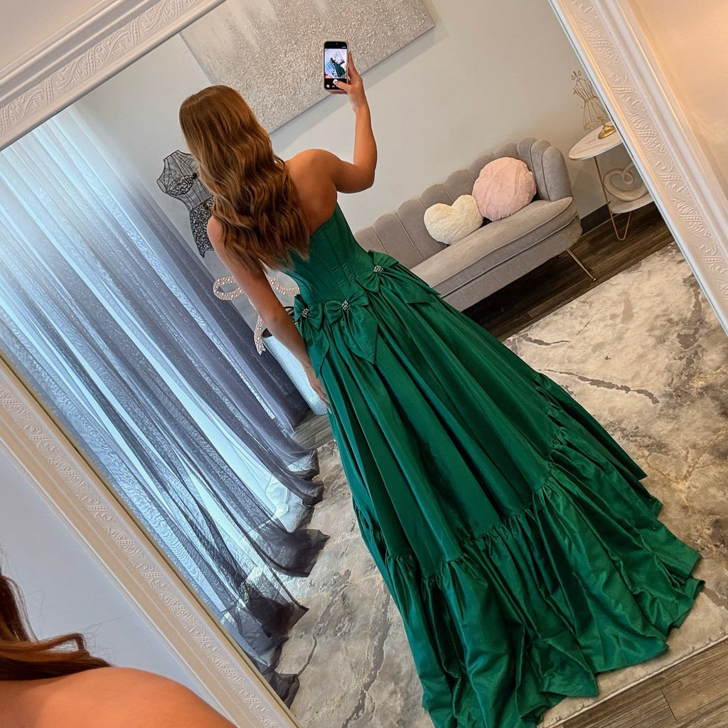 JoycesTPR Sherri Hill 56958 Emerald Bow Prom Dress Back 