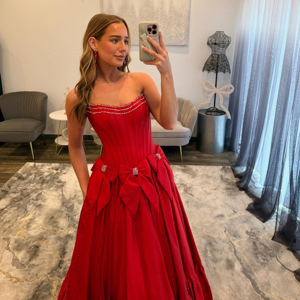 JoycesTPR Sherri Hill 56958 Red Bow Prom Dress