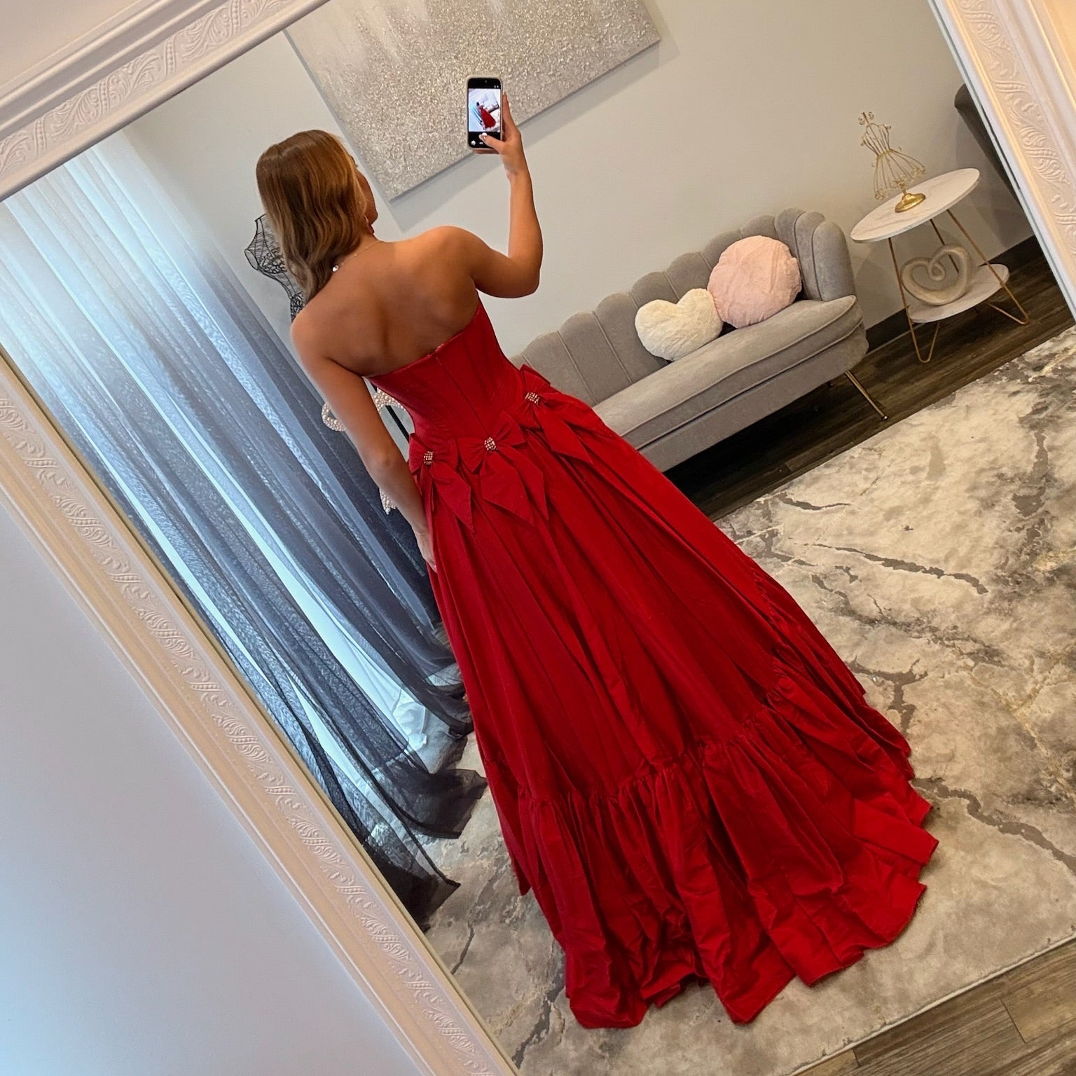 JoycesTPR Sherri Hill 56958 Red Bow Prom Dress Back 