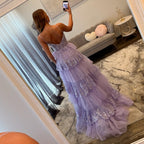 JoycesTPR Sherri Hill 56982 Lilac Prom Dress w Slit Up Close 