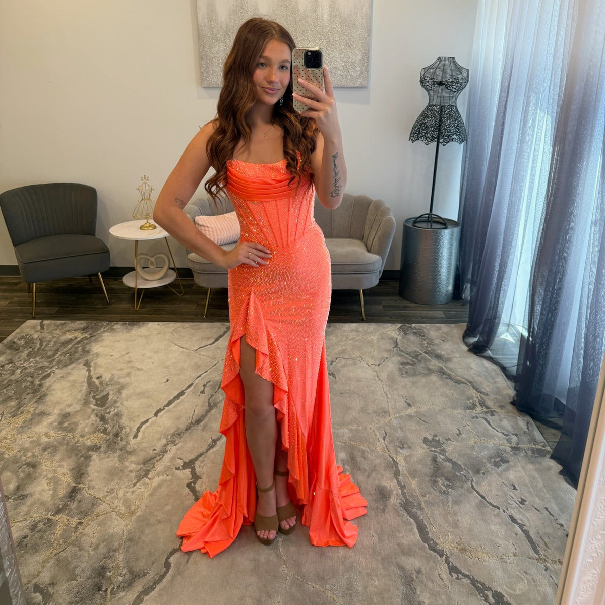 JoycesTPR Sherri Hill 56992 Orange Prom 