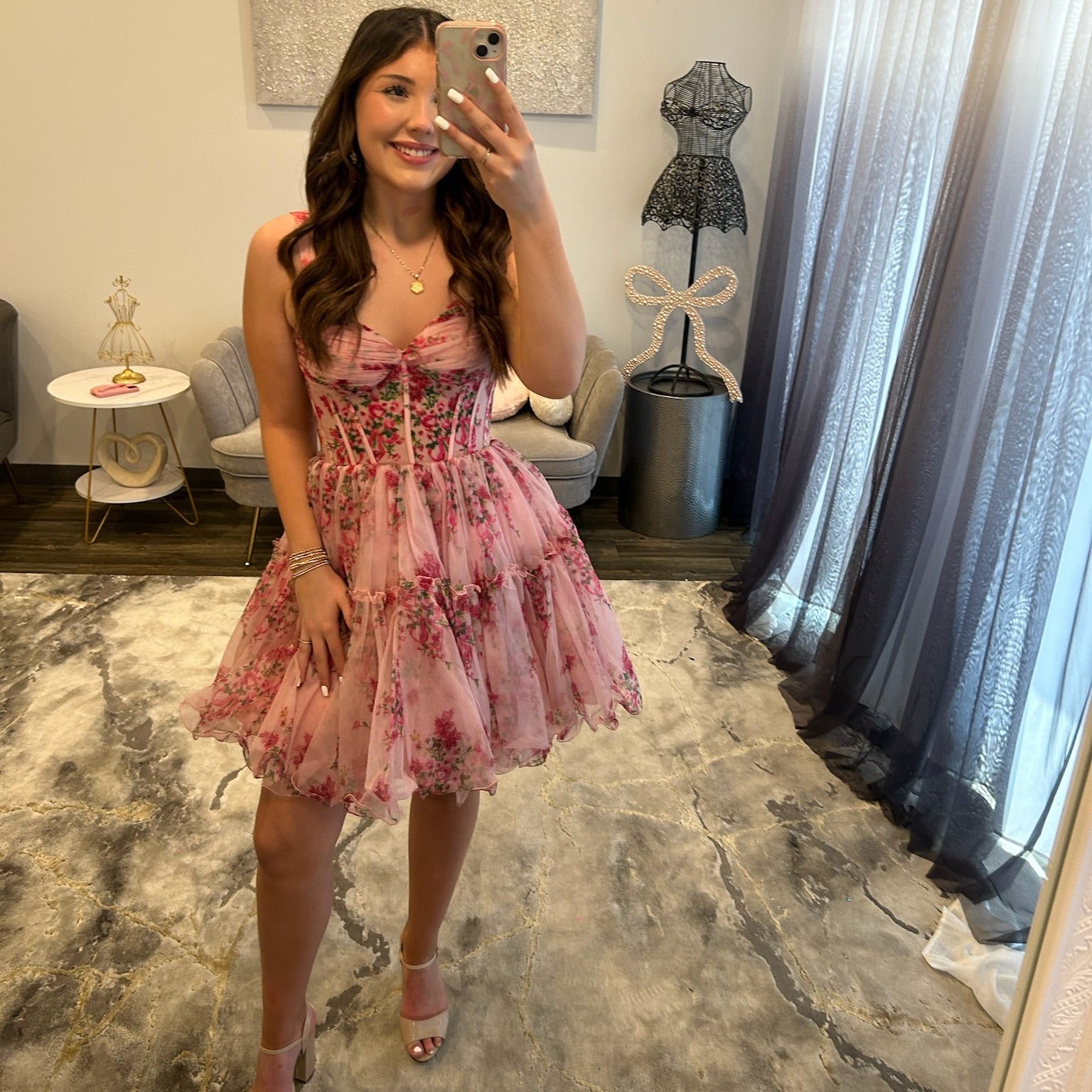 JoycesTPR Sherri Hill 57380 Blush Pink Print 