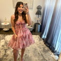 JoycesTPR Sherri Hill 57380 Blush Pink Print Short Dress
