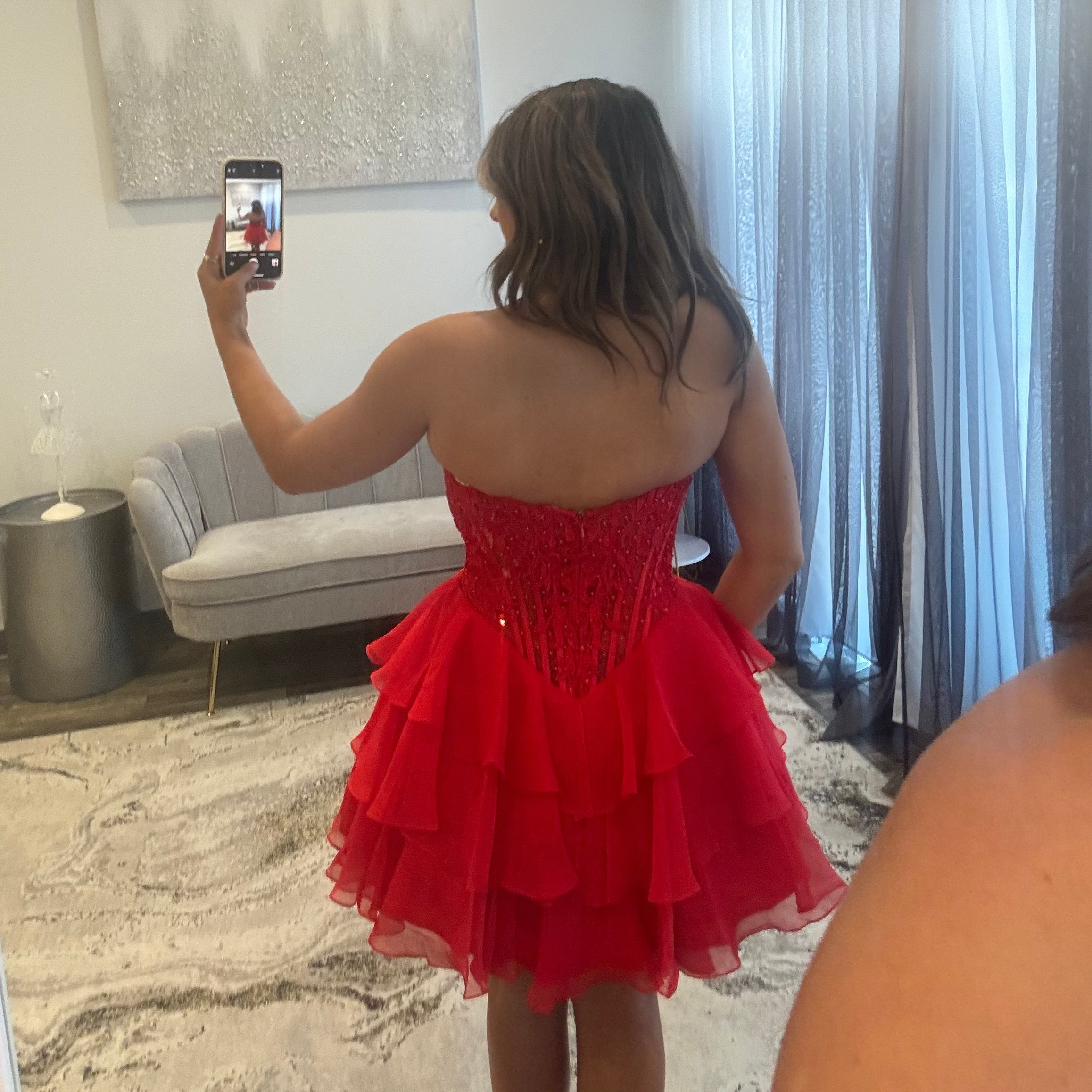 JoycesTPR Sherri Hill 57572 Red Ruffled Short Dress Back