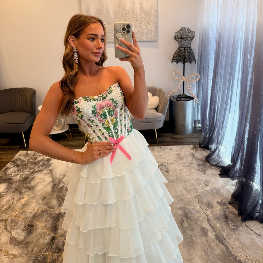 JoycesTPR Sherri Hill 57750 Ivory Multi Floral  Dress 
