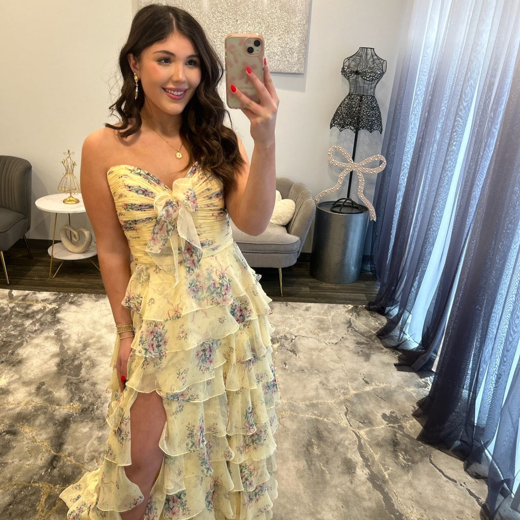JoycesTPR Sherri Hill 57907 Yellow Print Prom Dress