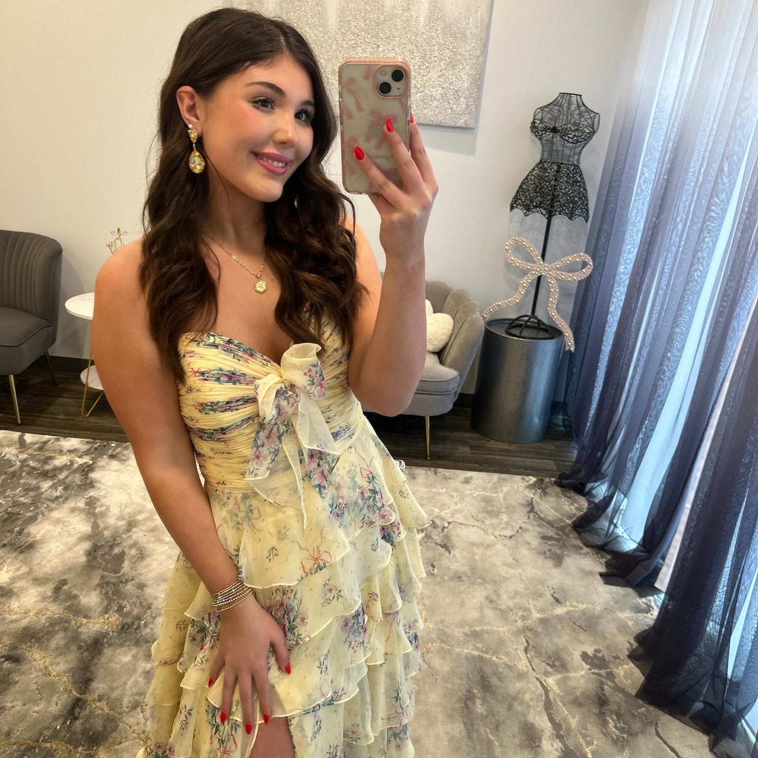 JoycesTPR Sherri Hill 57907 Yellow Print Prom Dress
