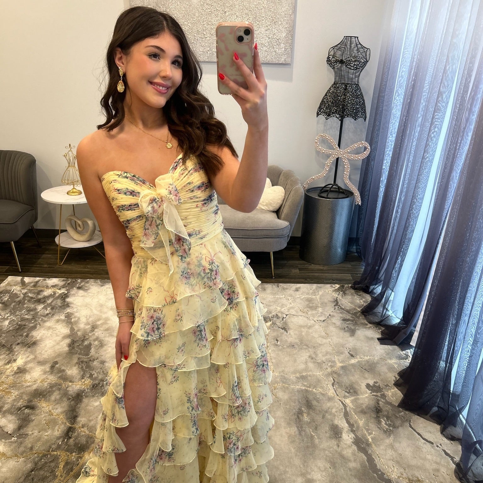 JoycesTPR Sherri Hill 57907 Yellow Print Prom Dress