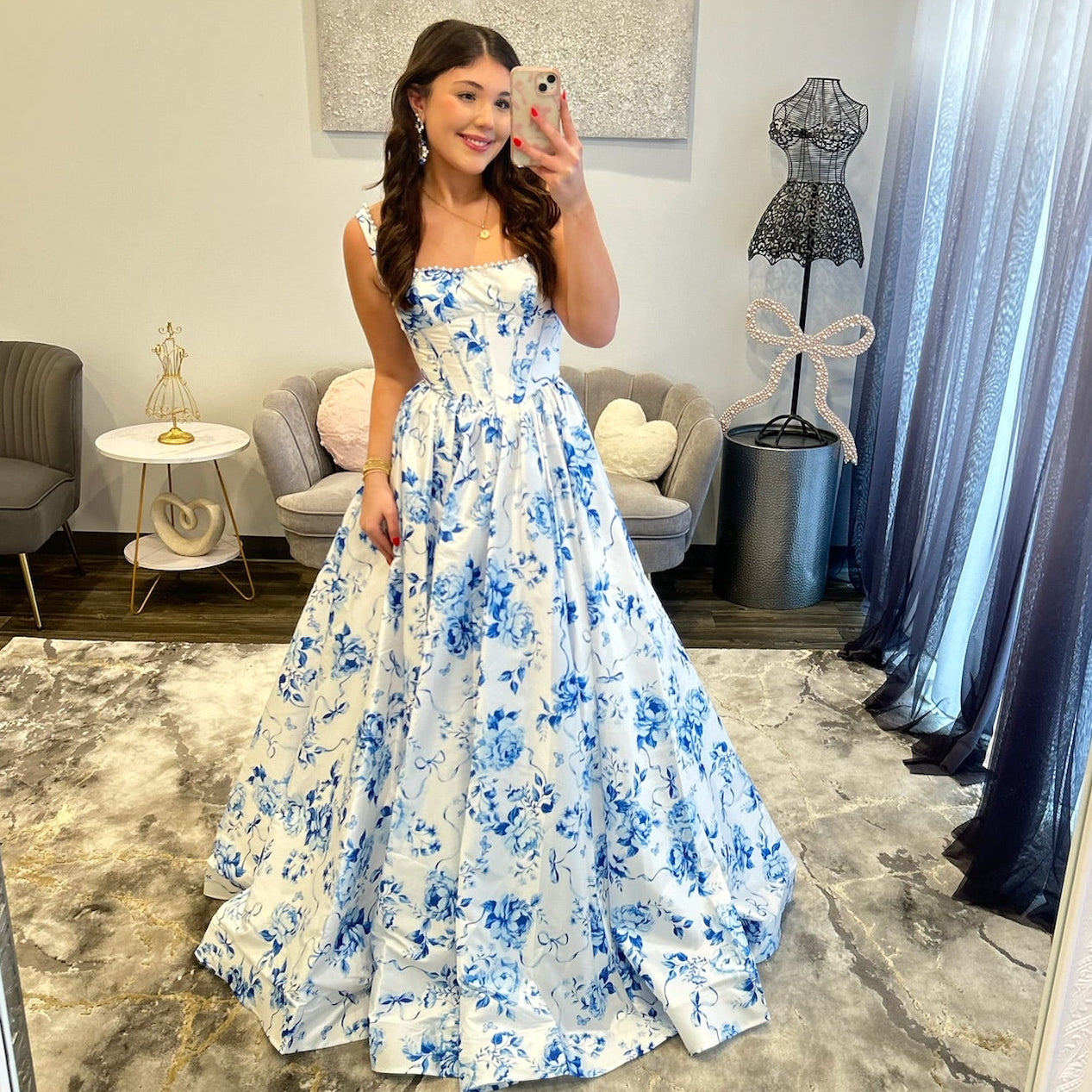 JoycesTPR Sherri Hill 57965 Ivory Blue Prom Dress