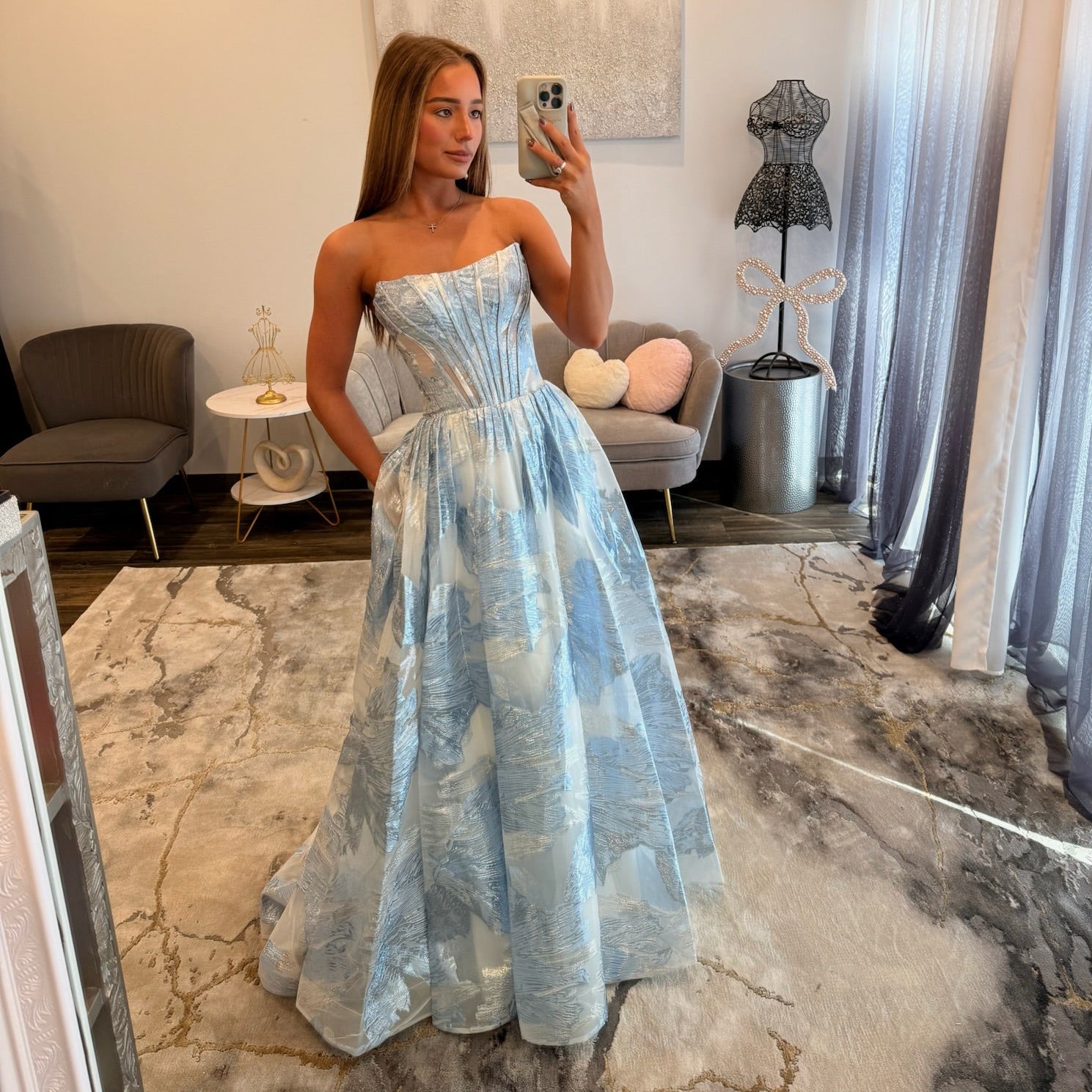 JoycesTPR Sherri Hill 57968 Blue Floral Print Prom