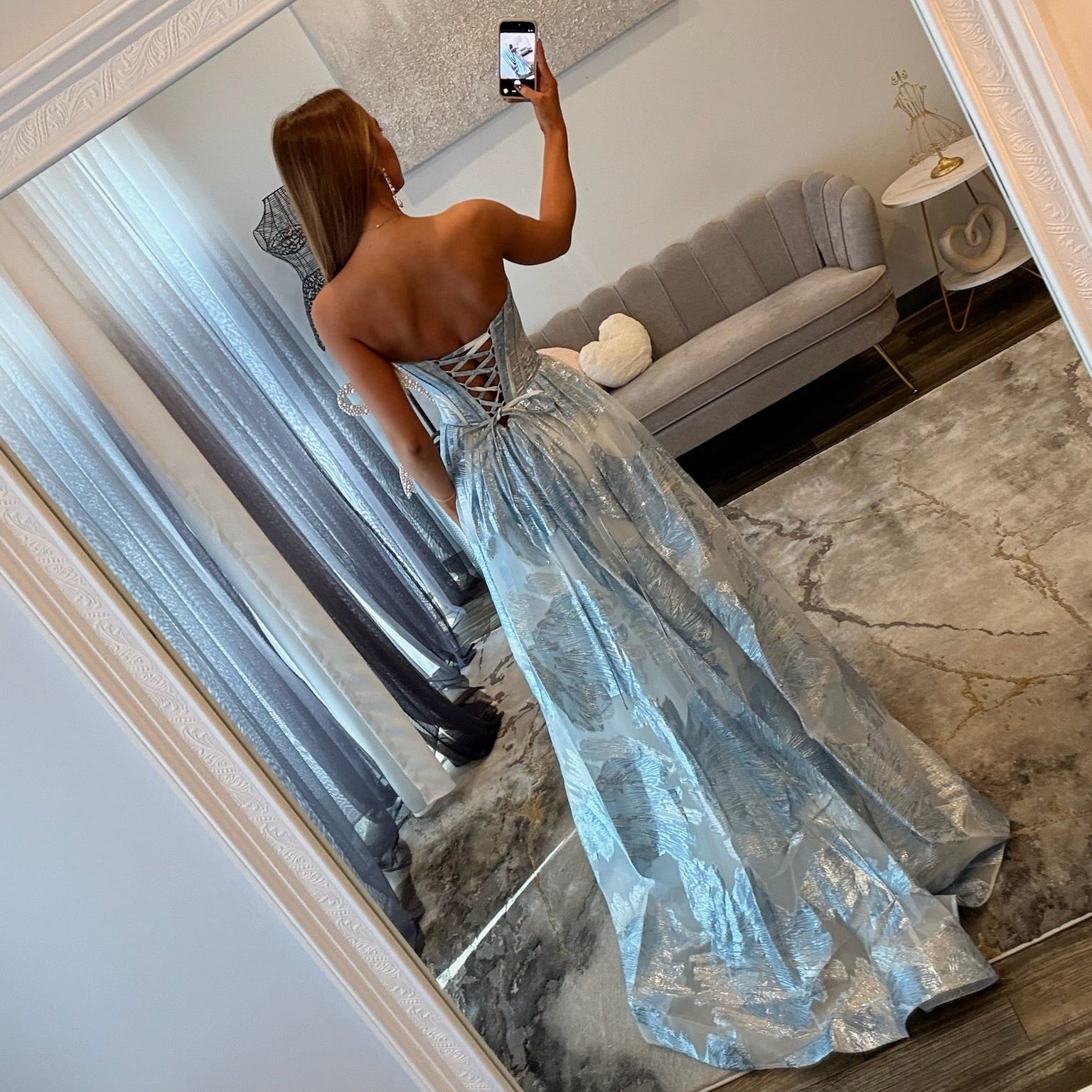 JoycesTPR Sherri Hill 57968 Blue Floral Print Prom