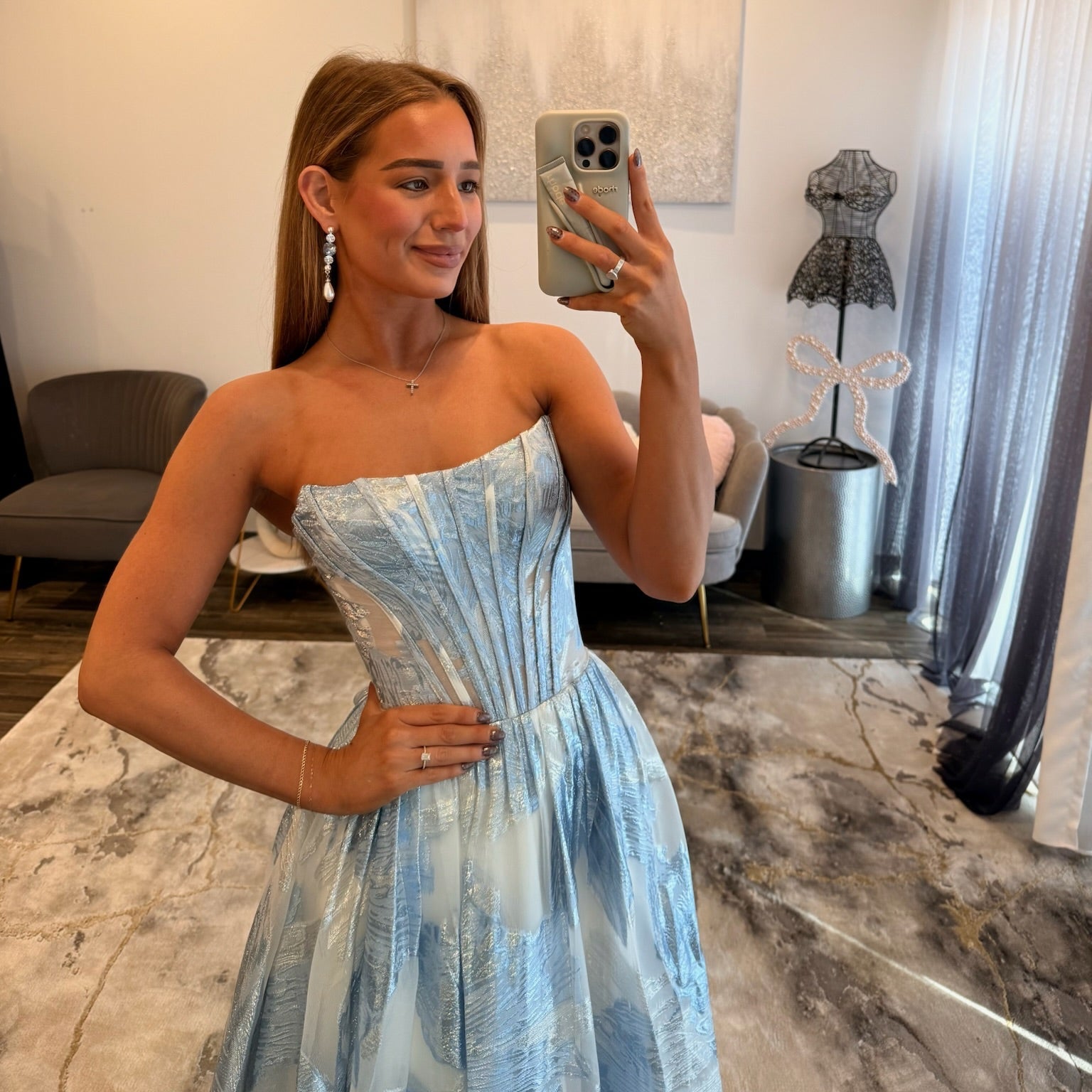 JoycesTPR Sherri Hill 57968 Blue Floral Print Prom