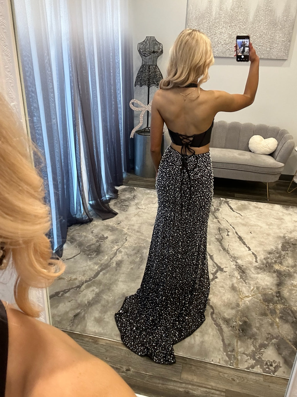 JoycesTPR Sherri Hill 58003 Black Silver Close Up Image