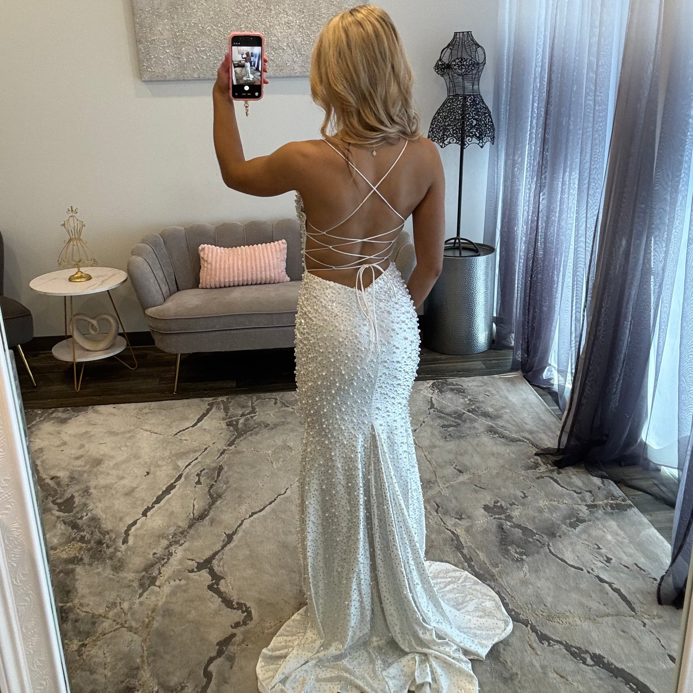 JoycesTPR Sherri Hill 58004 Ivory Silver Back