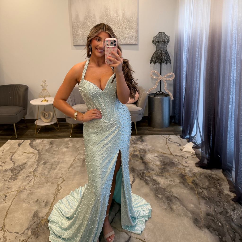 JoycesTPR Sherri Hill 58005 Aqua Silver Prom Dress  2026 