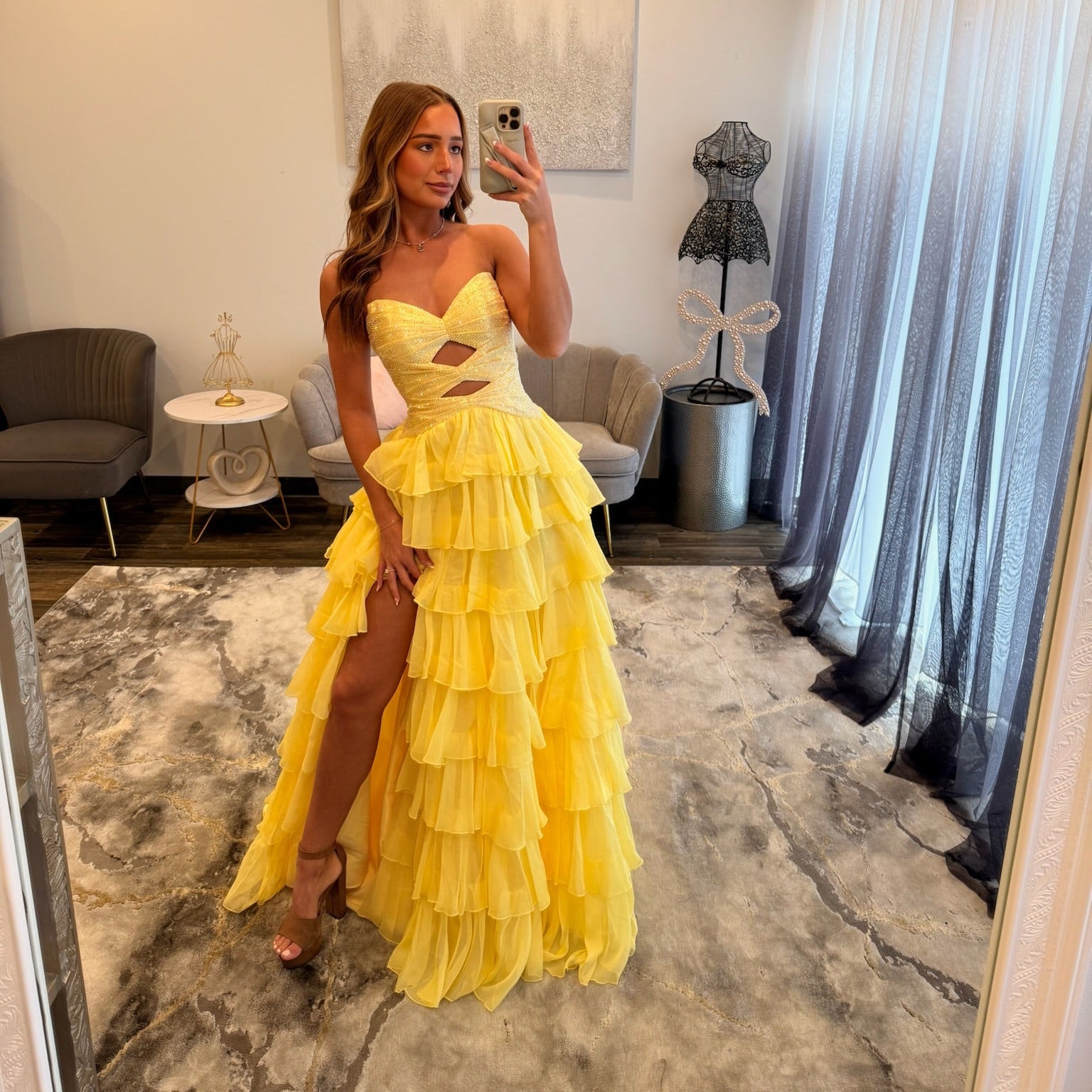 JoycesTPR Sherri Hill 58011 Yellow Dress