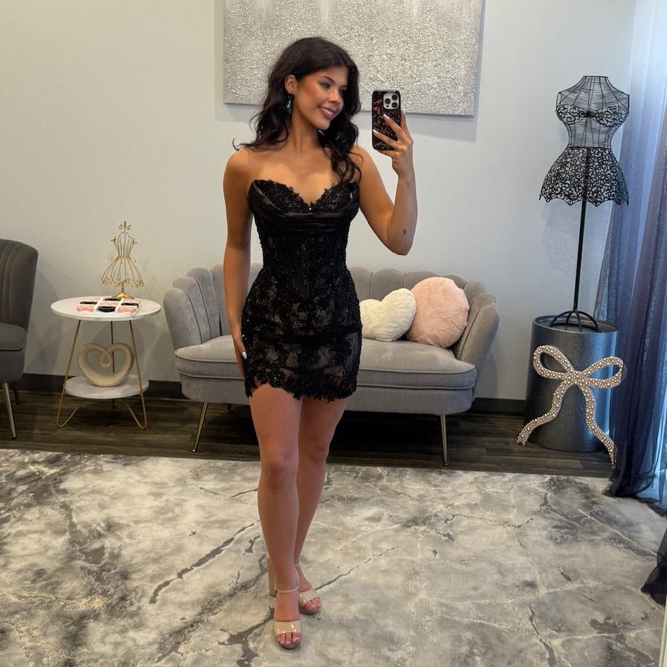 JoycesTPR Sherri Hill 58048 Black Nude Katelyn 