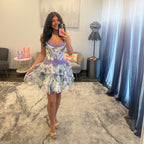 JoycesTPR Sherri Hill 58056 Purple Green Print 