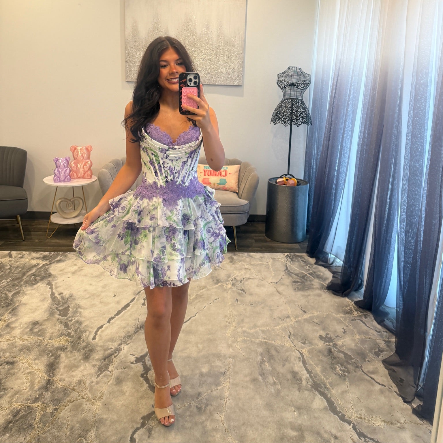 JoycesTPR Sherri Hill 58056 Purple Green Print 