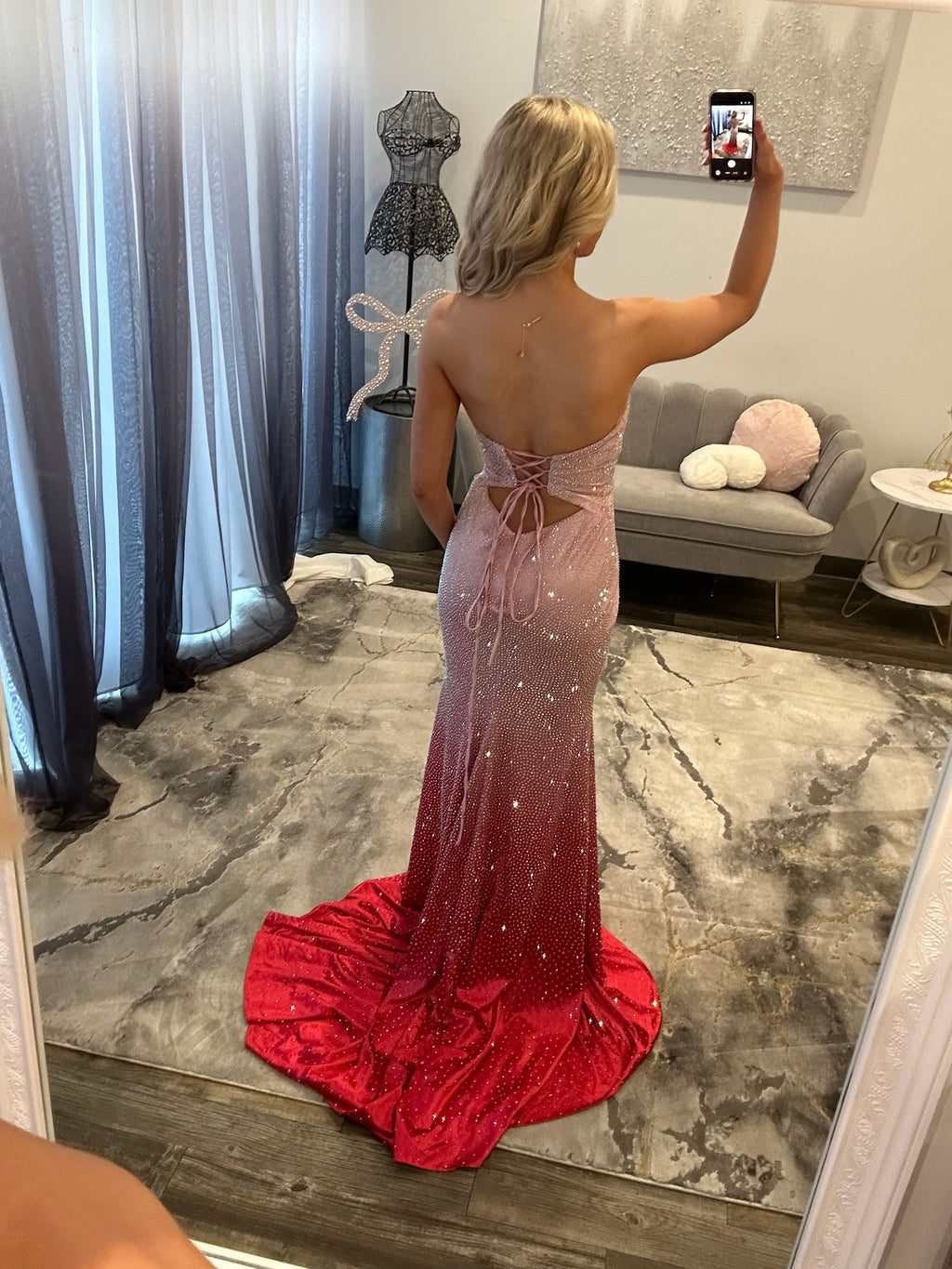 JoycesTPR Sherri Hill 58091 Pink Red Ombre Prom 