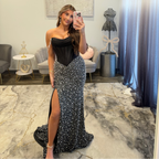 JoycesTPR Sherri Hill 58093 Black Silver Ivory Prom Dress  Up Close 2026 