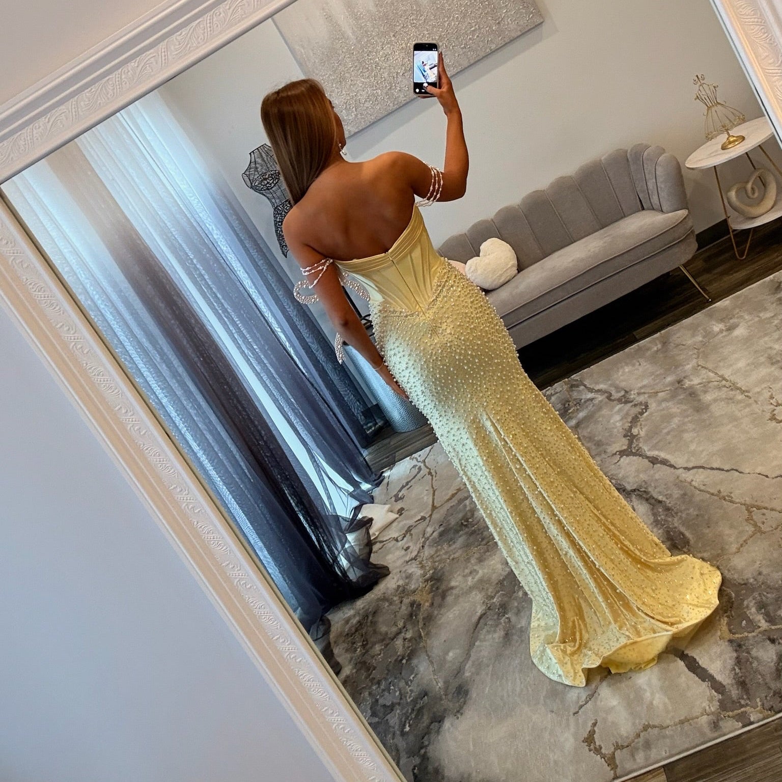 JoycesTPR Sherri Hill 58093 Yellow Prom Dress Back