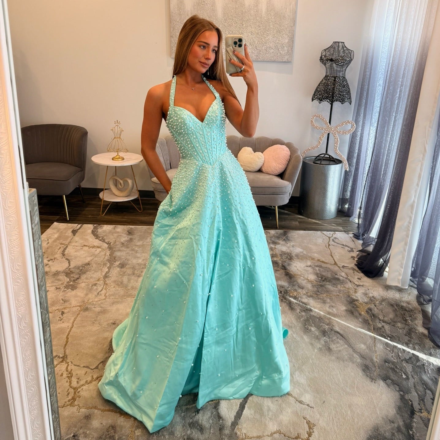 JoycesTPR Sherri Hill 58096 Aqua Silver Prom
