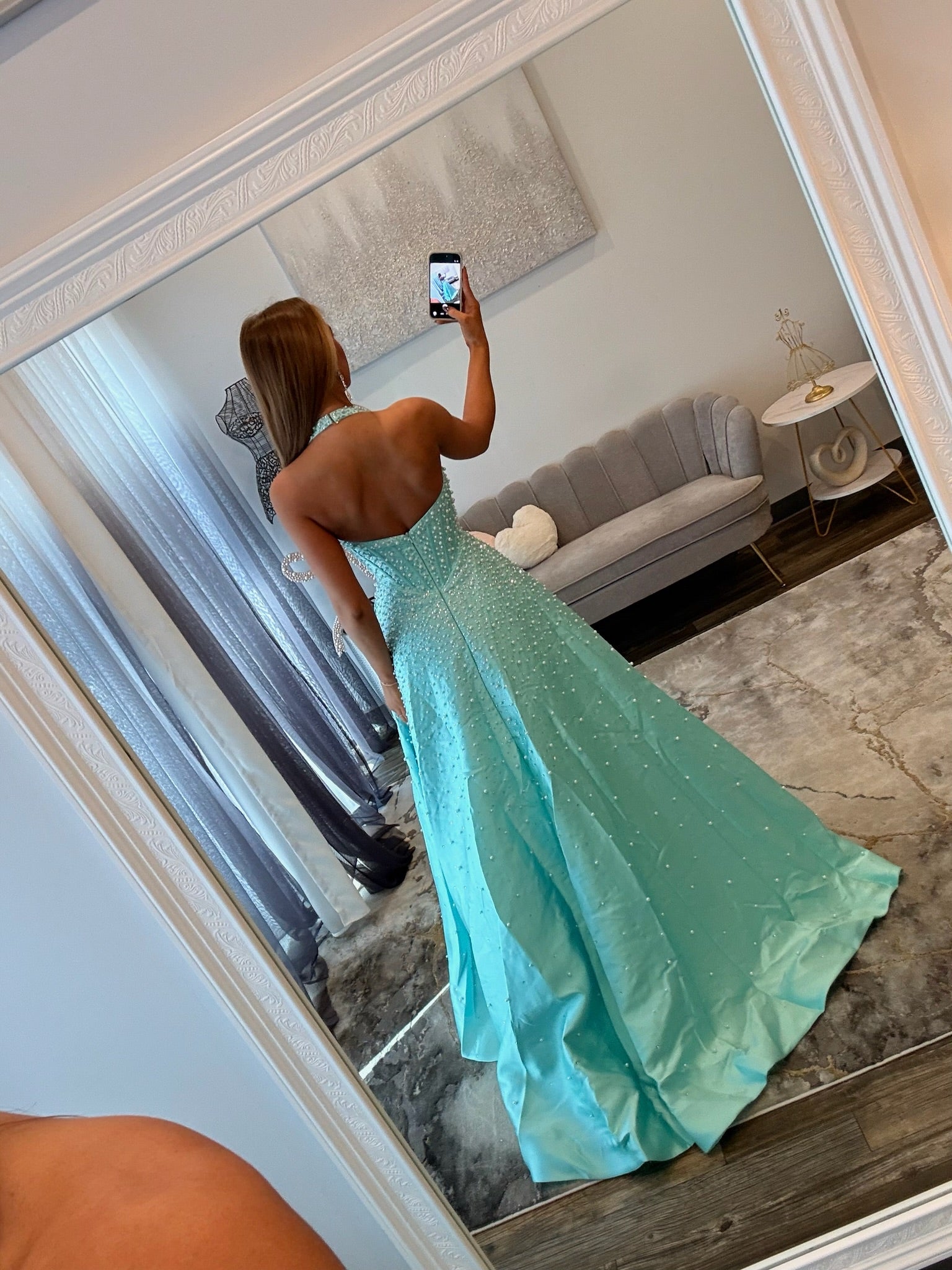 JoycesTPR Sherri Hill 58096 Aqua Silver Prom