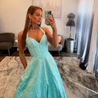 JoycesTPR Sherri Hill 58096 Aqua Silver Prom Close Up 