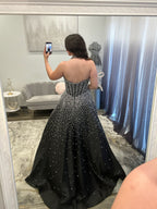 JoycesTPR Sherri Hill 58096 Black Silver Prom Dress Back