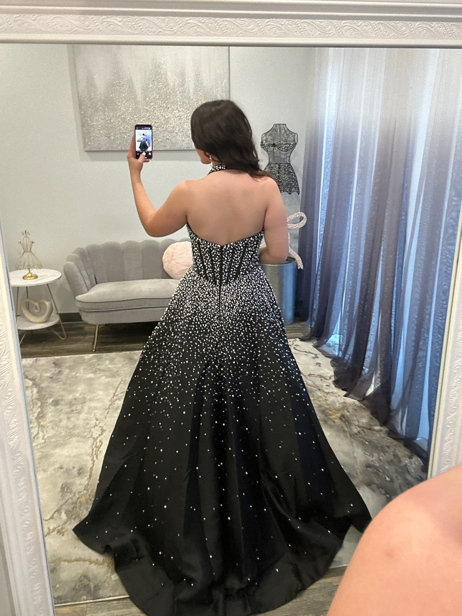 JoycesTPR Sherri Hill 58096 Black Silver Prom Dress Back