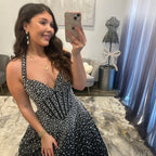 JoycesTPR Sherri Hill 58096 Black Silver Prom Dress Close Up 