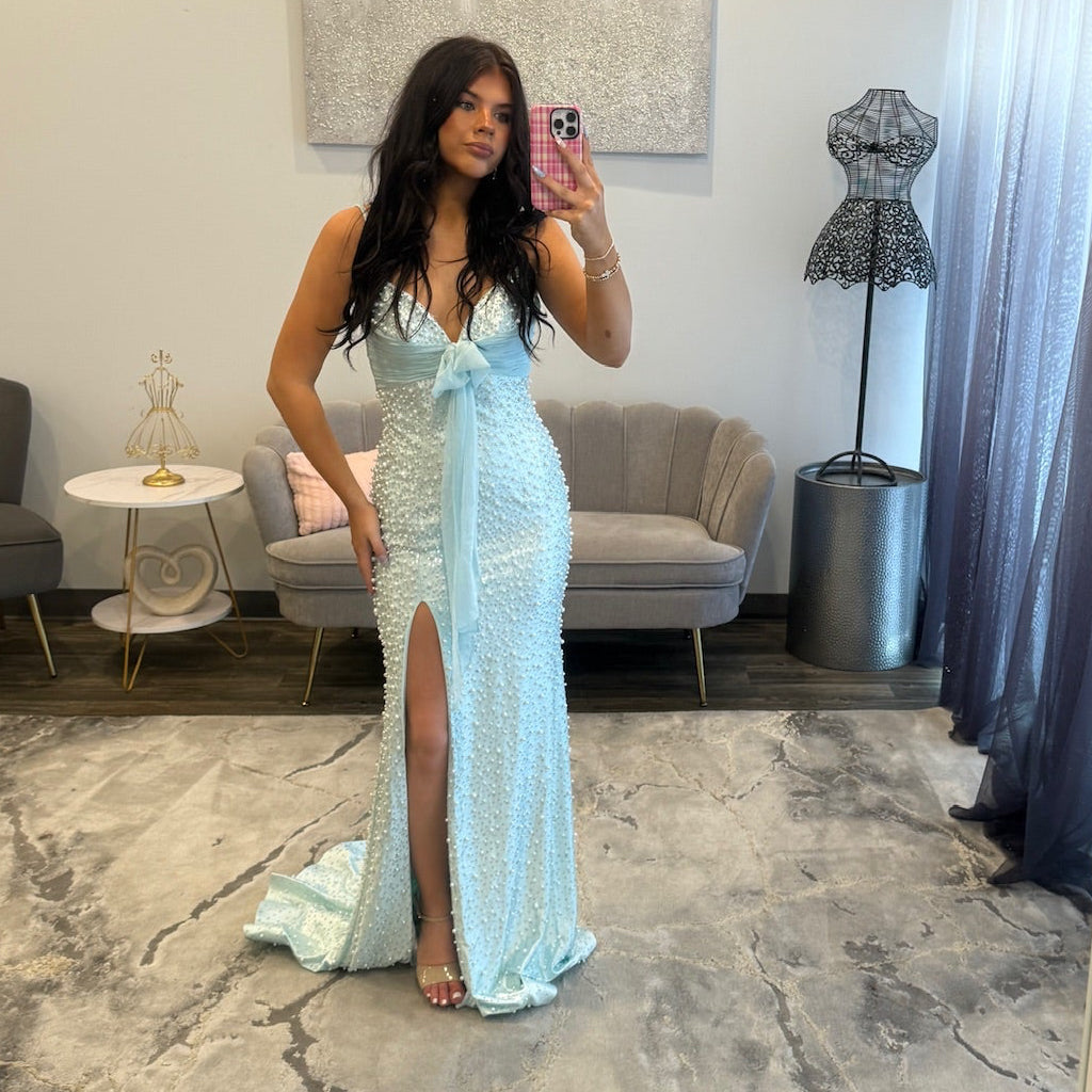 JoycesTPR Sherri Hill 58097 Aqua Silver Prom Dress