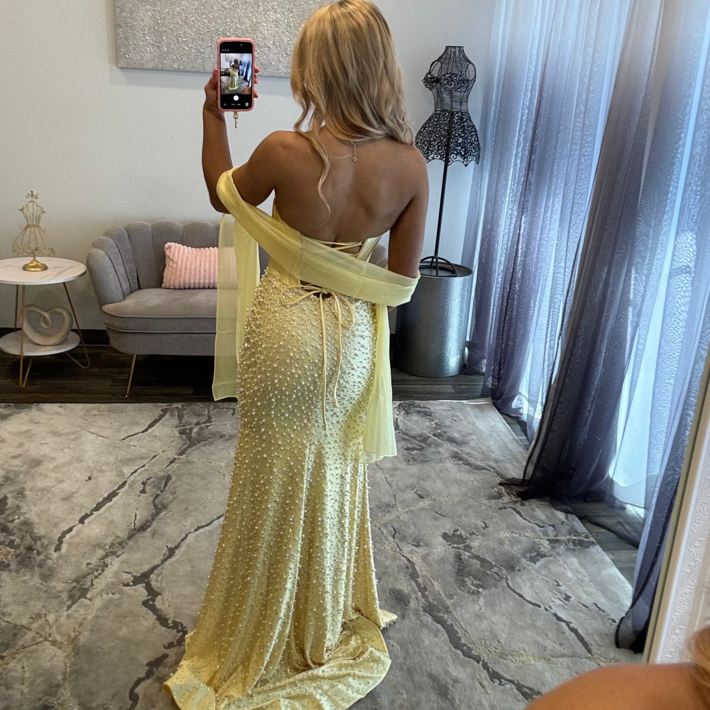 JoycesTPR Sherri Hill 58098 Yellow Silver 