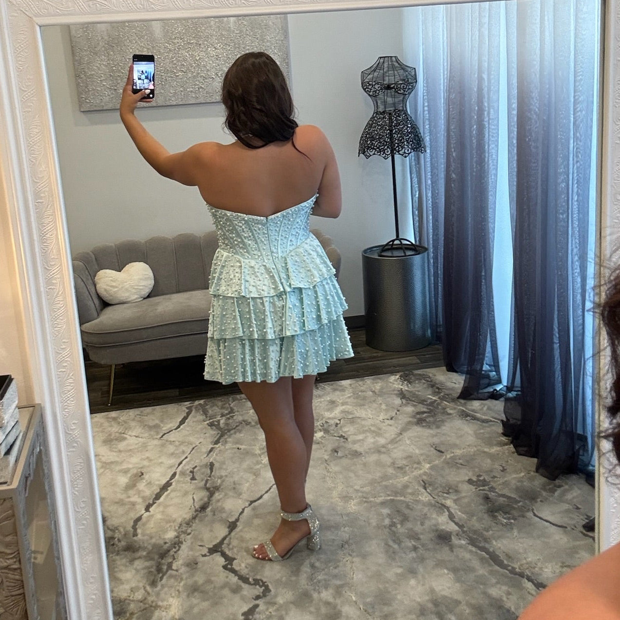 JoycesTPR Sherri Hill 58104 Aqua / Silver 