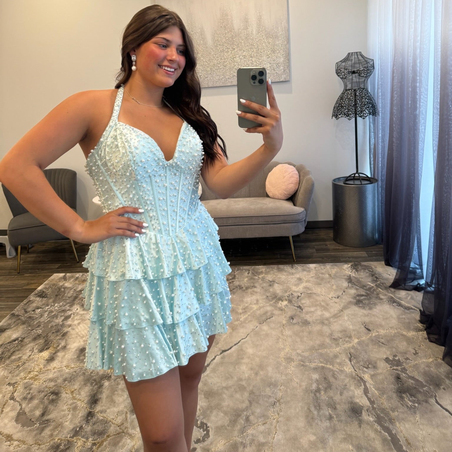 JoycesTPR Sherri Hill 58104 Aqua / Silver 