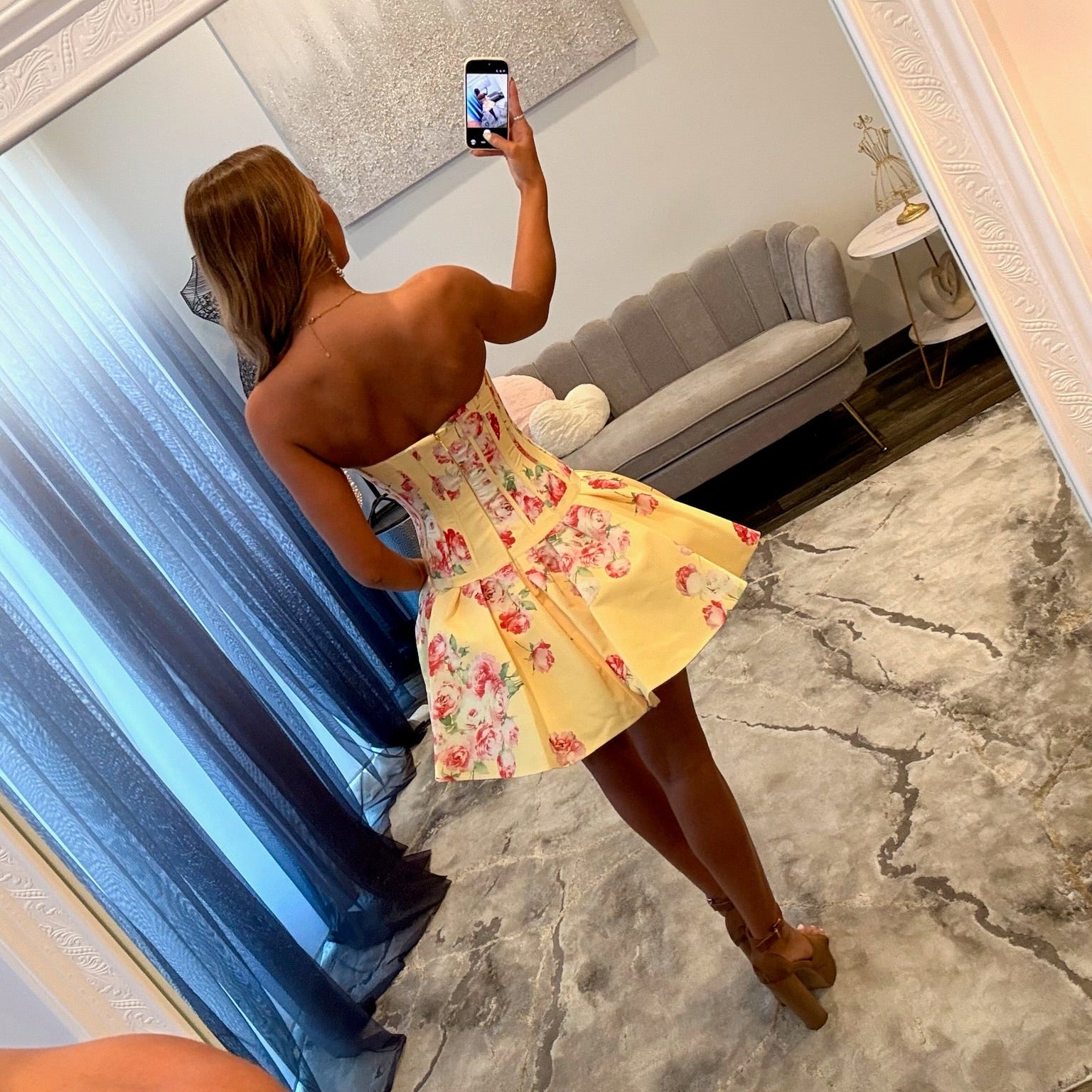 JoycesTPR Sherri Hill 58179 Yellow Print Back