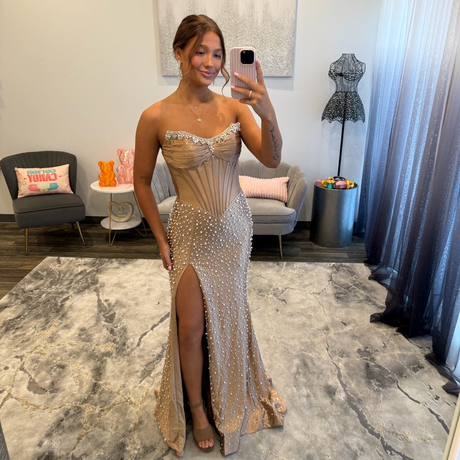 JoycesTPR Sherri Hill 58232 Nude Silver 