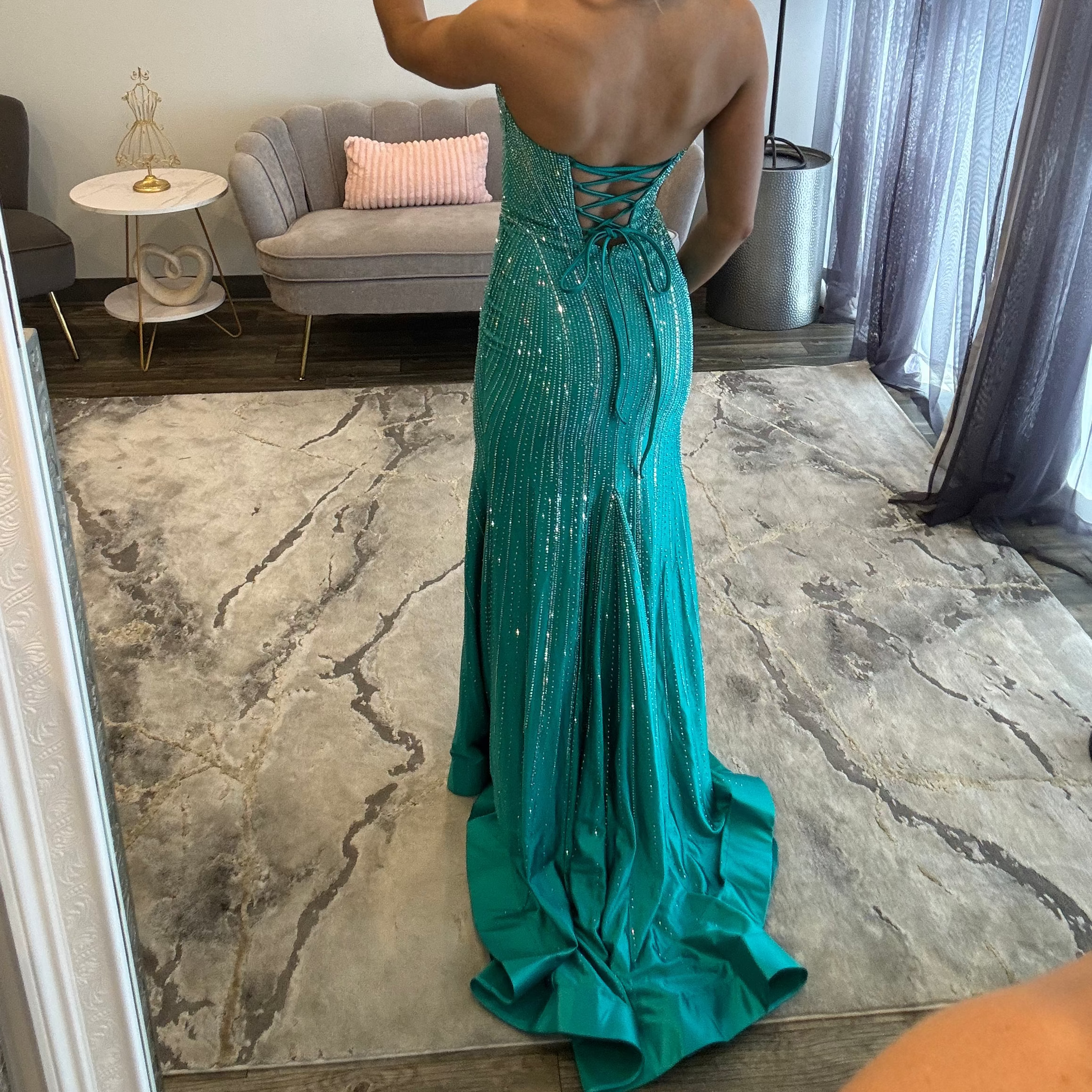 JoycesTPR Sherri Hill 58276 Teal Prom 