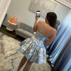 JoycesTPR Sherri Hill 58377 Ivory Blue Print 