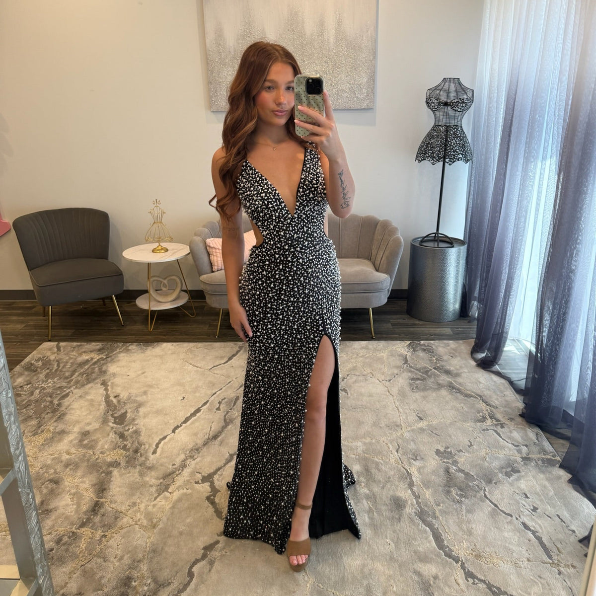 JoycesTPR Sherri Hill 58455 Black Pearl  Prom Dress 