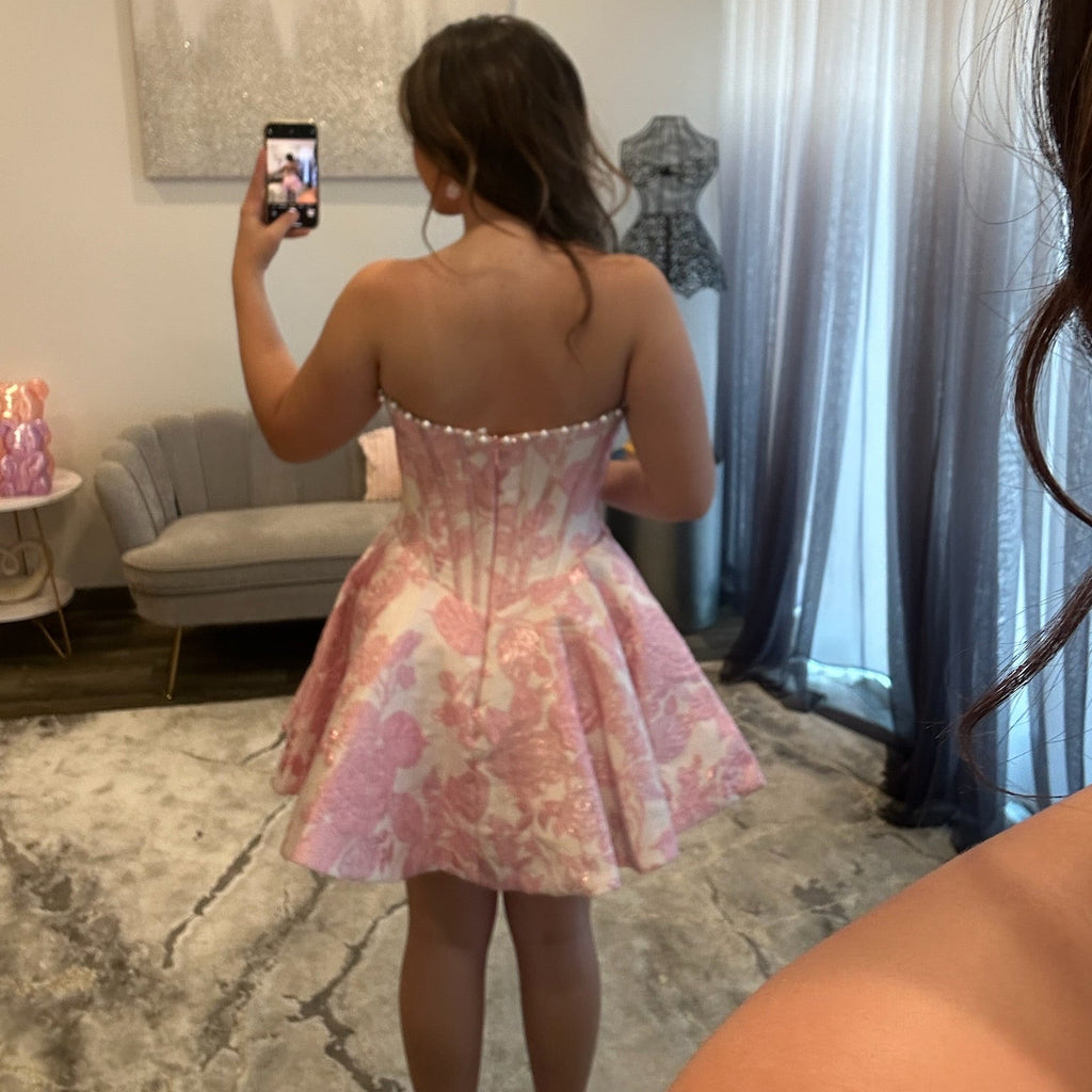 JoycesTPR Sherri Hill 58463 Ivory Pink Print 