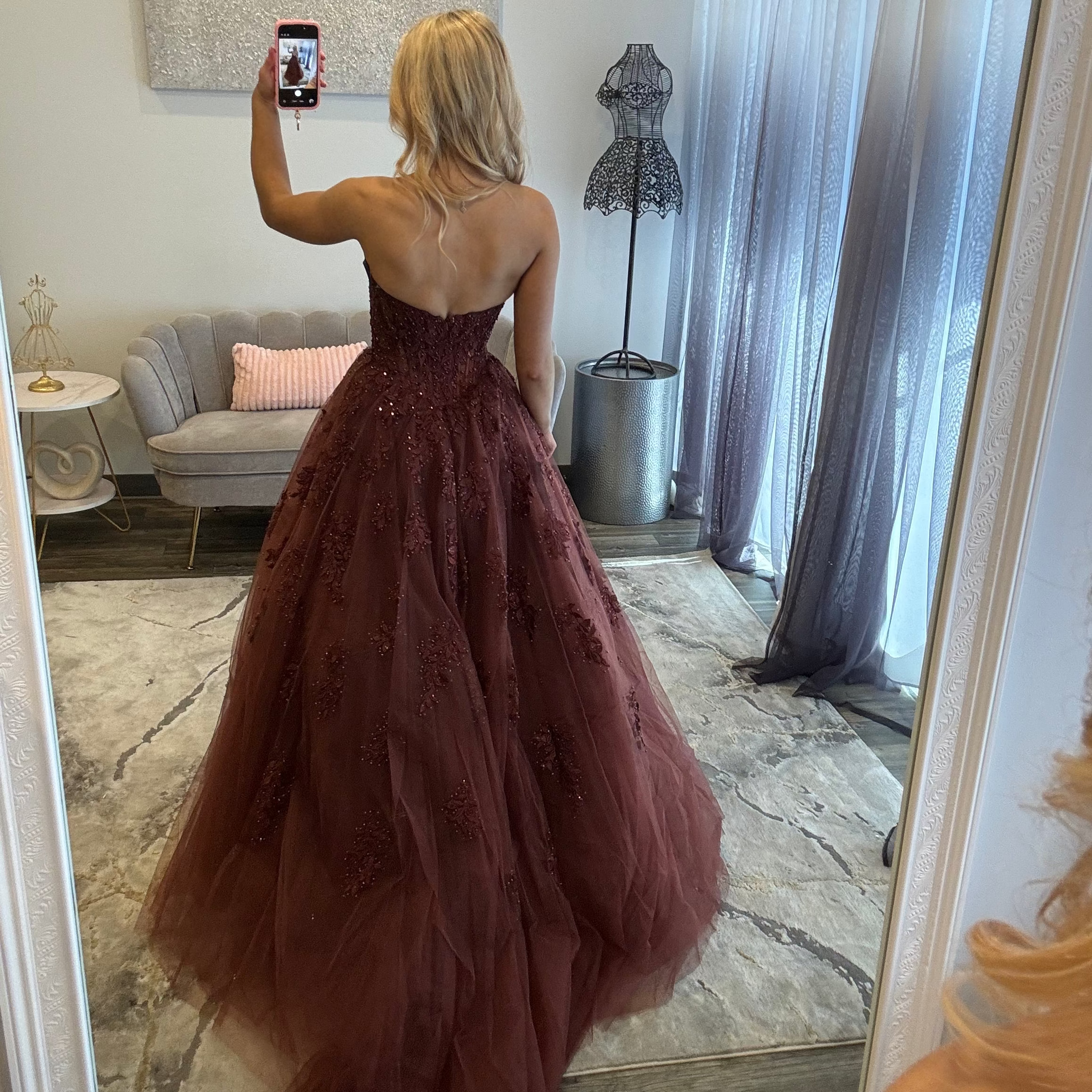 JoycesTPR Sherri Hill 58494 Chocolate Prom Back 